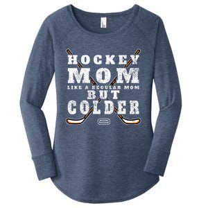 Funny Gift Hockey Mom Gift Like A Regular Mom But Colder Gift Meaningful Gift Women's Perfect Tri Tunic Long Sleeve Shirt