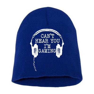 Funny Gamer Headset I Can't Hear You I'm Gaming Great Gift Short Acrylic Beanie