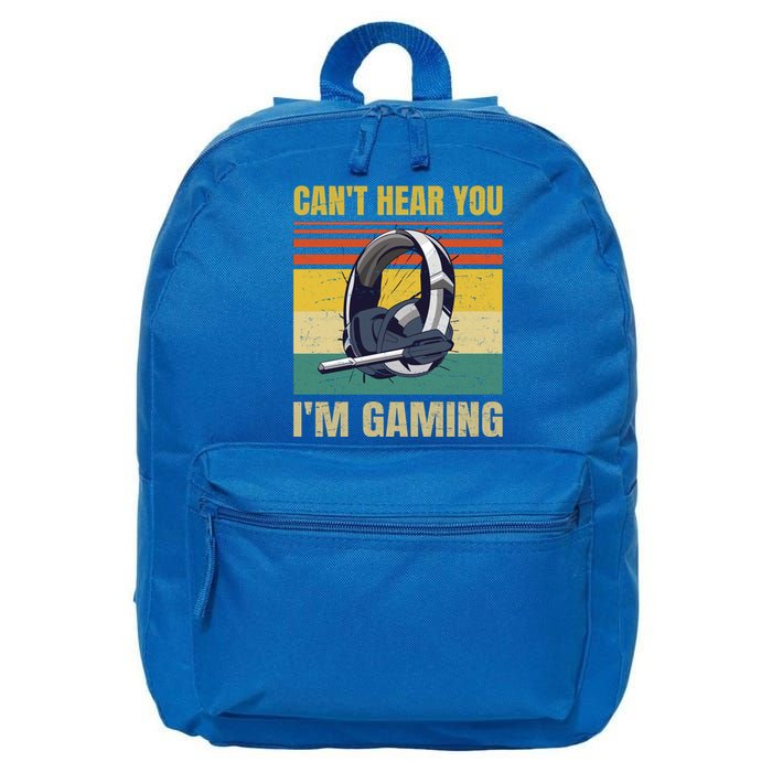 Funny Gamer Headset Can't Hear You I'm Gaming Meaningful Gift Vintage Grey Great 16 in Basic Backpack