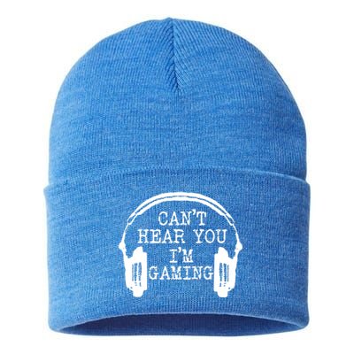 Funny Gamer Headset I Can't Hear You I'm Gaming Meaningful Gift Sustainable Knit Beanie