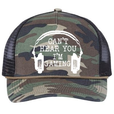 Funny Gamer Headset I Can't Hear You I'm Gaming Meaningful Gift Retro Rope Trucker Hat Cap