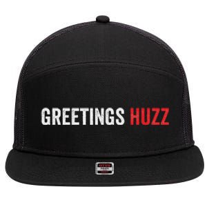 Funny Greetings Huzz Funny Gen Z Gen Alpha Slang Viral Meme 7 Panel Mesh Trucker Snapback Hat