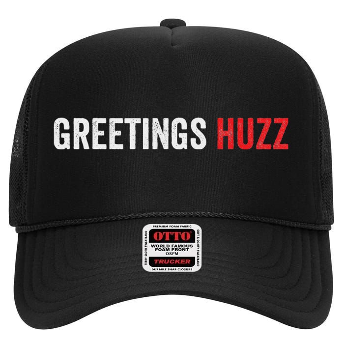 Funny Greetings Huzz Funny Gen Z Gen Alpha Slang Viral Meme High Crown Mesh Back Trucker Hat