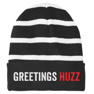 Funny Greetings Huzz Funny Gen Z Gen Alpha Slang Viral Meme Striped Beanie with Solid Band