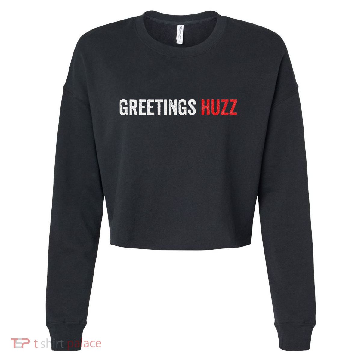 Funny Greetings Huzz Funny Gen Z Gen Alpha Slang Viral Meme Cropped Pullover Crew