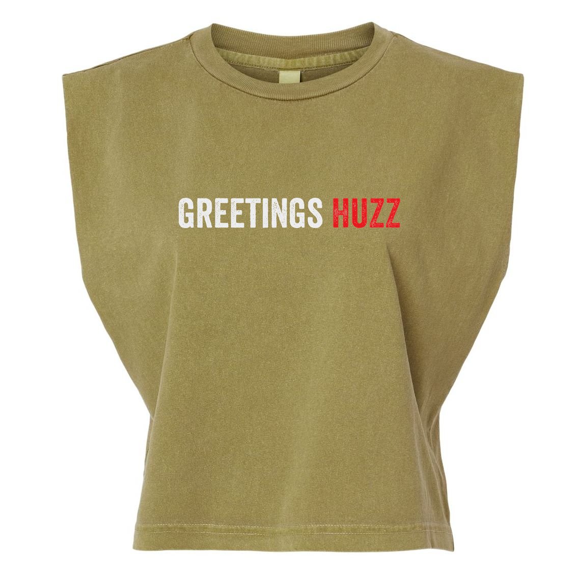 Funny Greetings Huzz Funny Gen Z Gen Alpha Slang Viral Meme Garment-Dyed Women's Muscle Tee