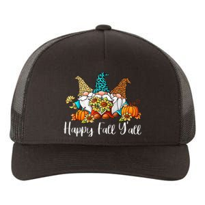 Funny Gnomes Happy Fall Y'all Leopard Pumpkin Autumn Gnomes Yupoong Adult 5-Panel Trucker Hat