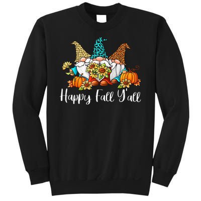 Funny Gnomes Happy Fall Y'all Leopard Pumpkin Autumn Gnomes Sweatshirt