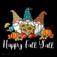 Funny Gnomes Happy Fall Y'all Leopard Pumpkin Autumn Gnomes 7-Panel Snapback Hat