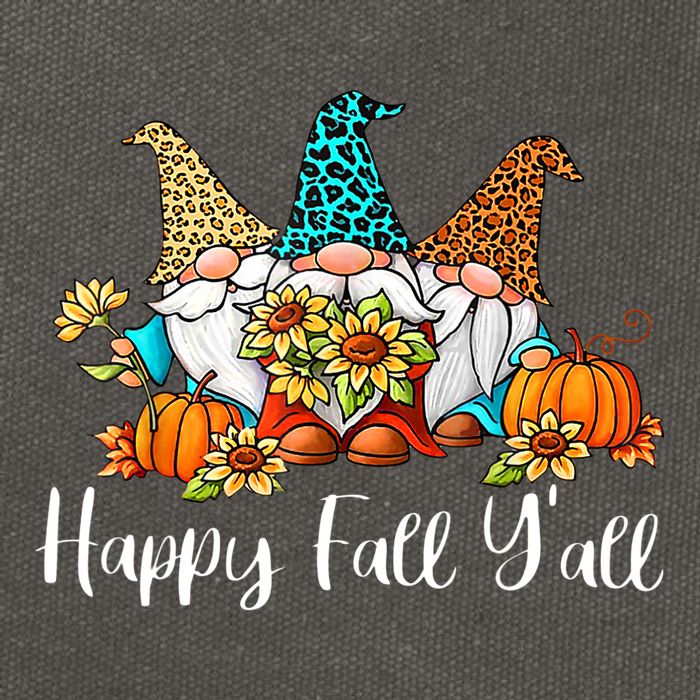Funny Gnomes Happy Fall Y'all Leopard Pumpkin Autumn Gnomes Cotton Canvas Backpack