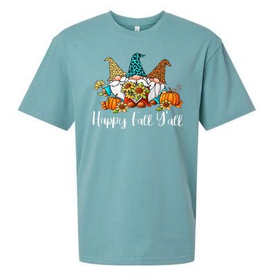 Funny Gnomes Happy Fall Y'all Leopard Pumpkin Autumn Gnomes Sueded Cloud Jersey T-Shirt