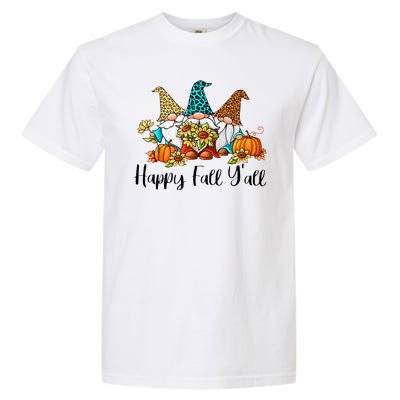 Funny Gnomes Happy Fall Y'all Leopard Pumpkin Autumn Gnomes Garment-Dyed Heavyweight T-Shirt