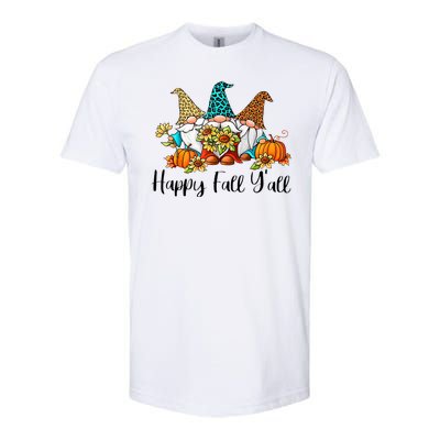 Funny Gnomes Happy Fall Y'all Leopard Pumpkin Autumn Gnomes Softstyle CVC T-Shirt