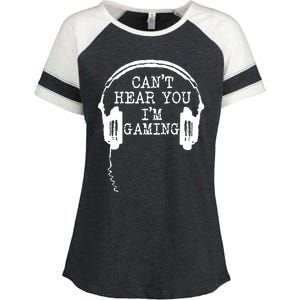 Funny Gamer Headset I Cant Hear You Im Gaming Enza Ladies Jersey Colorblock Tee