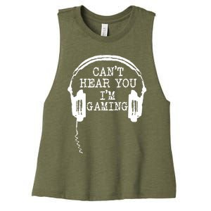 Funny Gamer Headset I Cant Hear You Im Gaming Women's Racerback Cropped Tank