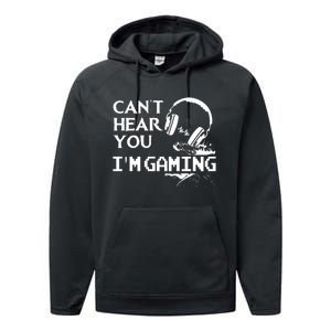 Funny Gamer Headset I Cant Hear You Im Gaming Performance Fleece Hoodie