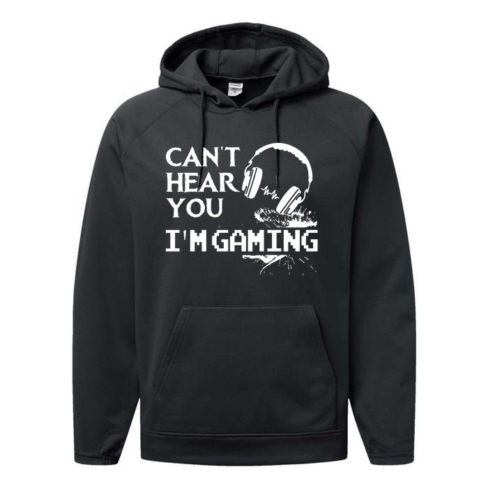 Funny Gamer Headset I Cant Hear You Im Gaming Performance Fleece Hoodie