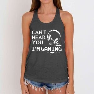 Funny Gamer Headset I Cant Hear You Im Gaming Women's Knotted Racerback Tank