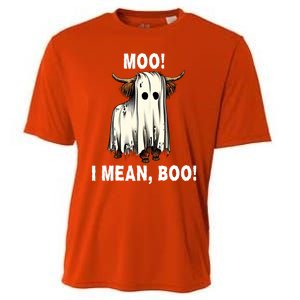 Funny Ghost Highland Cow Halloween Moo I Mean Boo Gift Cooling Performance Crew T-Shirt