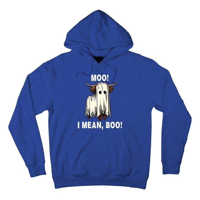 Funny Ghost Highland Cow Halloween Moo I Mean Boo Gift Hoodie