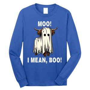 Funny Ghost Highland Cow Halloween Moo I Mean Boo Gift Long Sleeve Shirt