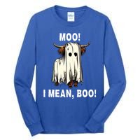 Funny Ghost Highland Cow Halloween Moo I Mean Boo Gift Tall Long Sleeve T-Shirt