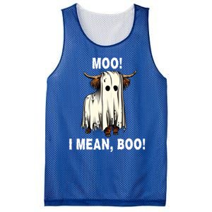 Funny Ghost Highland Cow Halloween Moo I Mean Boo Gift Mesh Reversible Basketball Jersey Tank