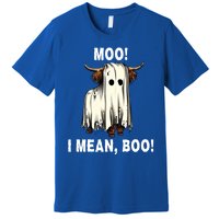 Funny Ghost Highland Cow Halloween Moo I Mean Boo Gift Premium T-Shirt