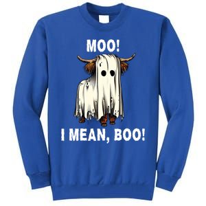 Funny Ghost Highland Cow Halloween Moo I Mean Boo Gift Tall Sweatshirt