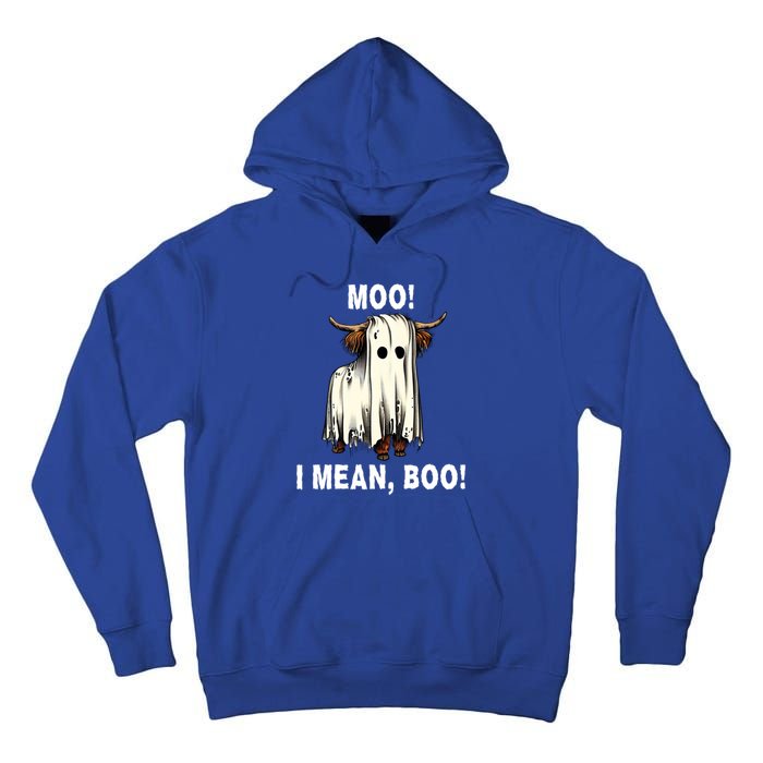 Funny Ghost Highland Cow Halloween Moo I Mean Boo Gift Tall Hoodie