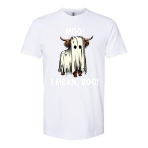 Funny Ghost Highland Cow Halloween Moo I Mean Boo Gift Softstyle CVC T-Shirt