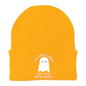 Funny Ghost Halloween Too Tired For This Boo Sheet Gift Knit Cap Winter Beanie