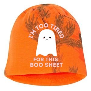 Funny Ghost Halloween Too Tired For This Boo Sheet Gift Kati - Camo Knit Beanie