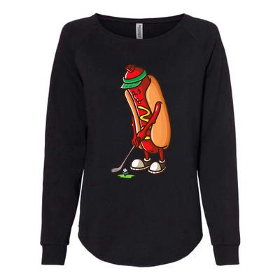 Funny Golfing Hot Dog Golf Gift For Golfer Womens California Wash Sweatshirt