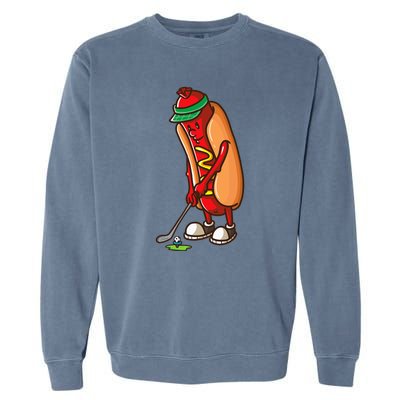 Funny Golfing Hot Dog Golf Gift For Golfer Garment-Dyed Sweatshirt