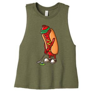 Funny Golfing Hot Dog Golf Gift For Golfer Women's Racerback Cropped Tank