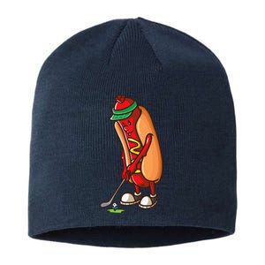 Funny Golfing Hot Dog Golf Gift For Golfer Sustainable Beanie