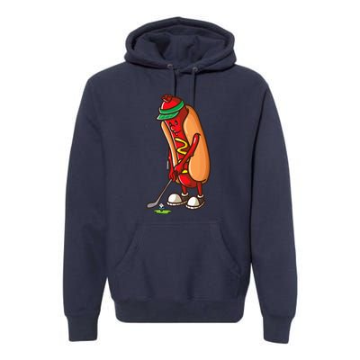 Funny Golfing Hot Dog Golf Gift For Golfer Premium Hoodie