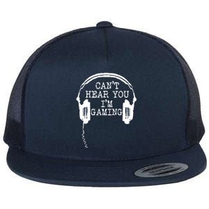 Funny Gamer Headset I Cant Hear You Im Gaming Flat Bill Trucker Hat