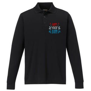 Firework Gift Happy Fourth Of July! Gift Performance Long Sleeve Polo