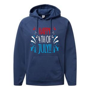 Firework Gift Happy Fourth Of July! Gift Performance Fleece Hoodie