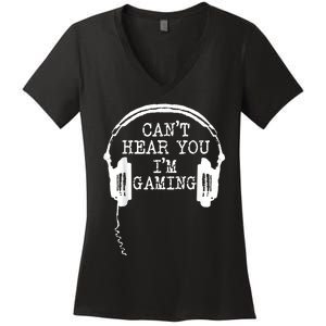 Funny Gamer Headset I Cant Hear You Im Gaming Women's V-Neck T-Shirt