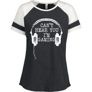 Funny Gamer Headset I Cant Hear You Im Gaming Enza Ladies Jersey Colorblock Tee