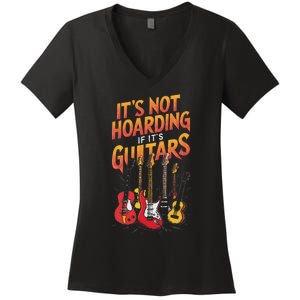 Funny Guitar Hoarding Joke Rock Music Fan Musician Women's V-Neck T-Shirt