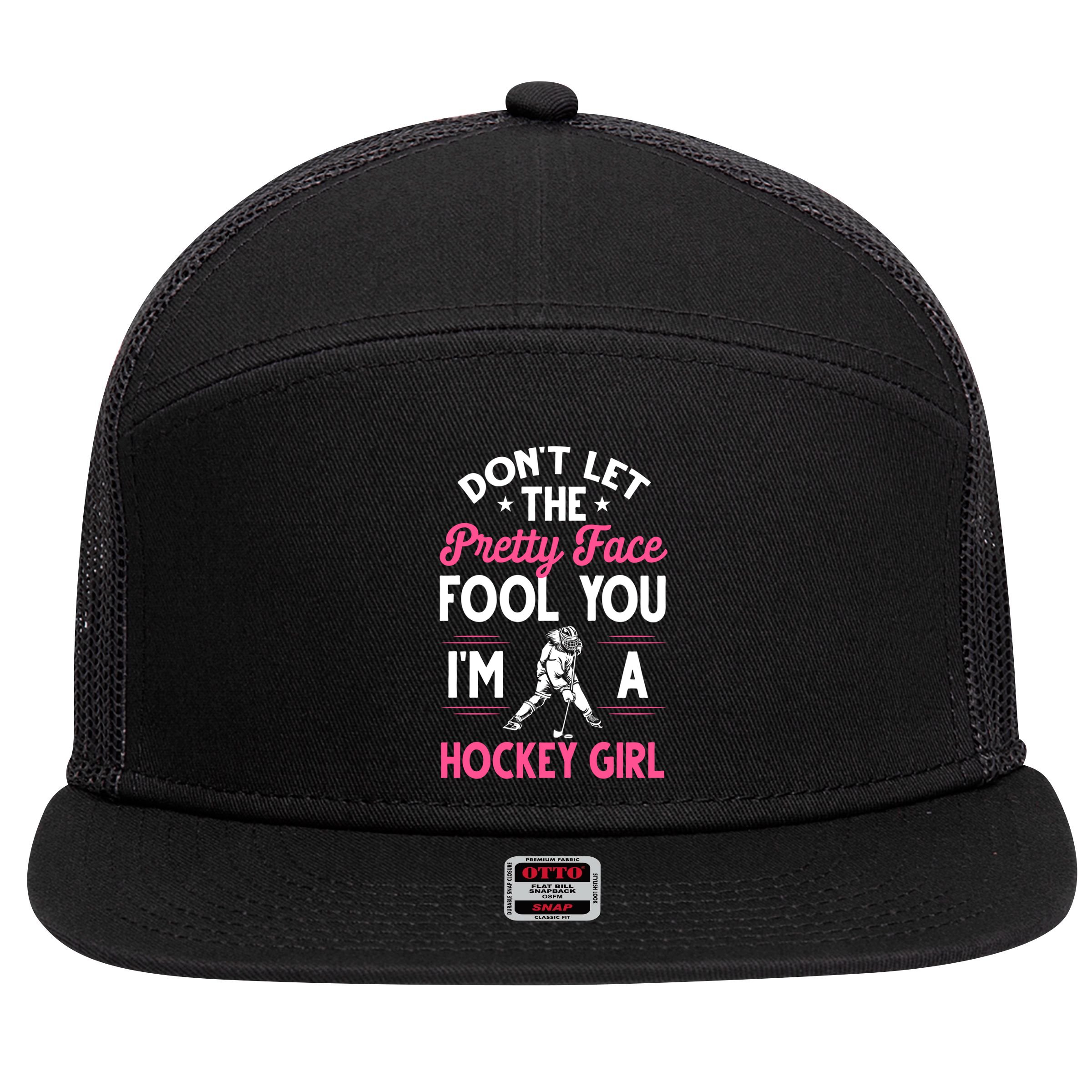 Funny Girl Hockey Gift For Women Ice Hockey Players Gift 7 Panel Mesh Trucker Snapback Hat