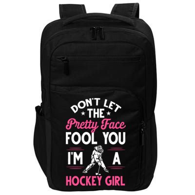 Funny Girl Hockey Gift For Women Ice Hockey Players Gift Impact Tech Backpack