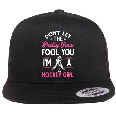 Funny Girl Hockey Gift For Women Ice Hockey Players Gift Flat Bill Trucker Hat