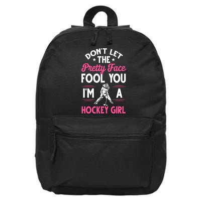 Funny Girl Hockey Gift For Women Ice Hockey Players Gift 16 in Basic Backpack