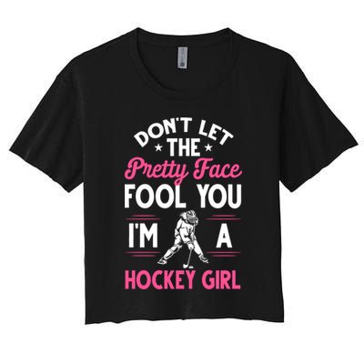 Funny Girl Hockey Gift For Women Ice Hockey Players Gift Women's Crop Top Tee