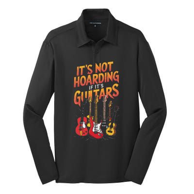 Funny Guitar Hoarding Joke Rock Music Fan Musician Silk Touch Performance Long Sleeve Polo